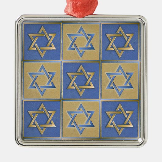 Gold Blue Star van David Art Panels Metalen Ornament (Voorkant)