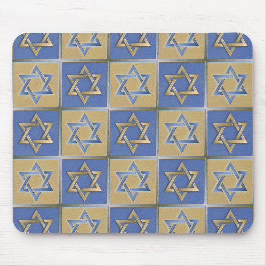 Gold Blue Star van David Art Panels Muismat (Voorkant)
