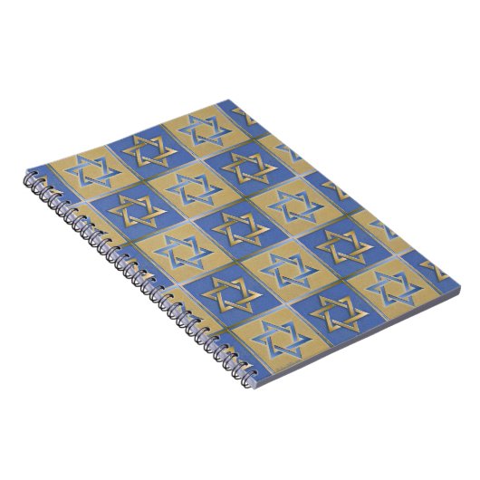 Gold Blue Star van David Art Panels Notitieboek (Rechterzijde)