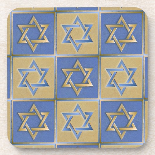 Gold Blue Star van David Art Panels Onderzetter (Voorkant)