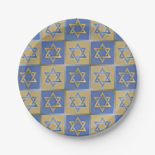 Gold Blue Star van David Art Panels Papieren Bordje