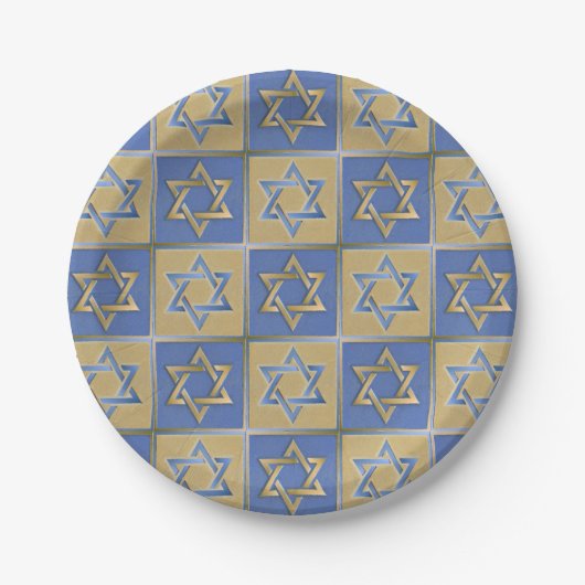 Gold Blue Star van David Art Panels Papieren Bordje (Voorkant)