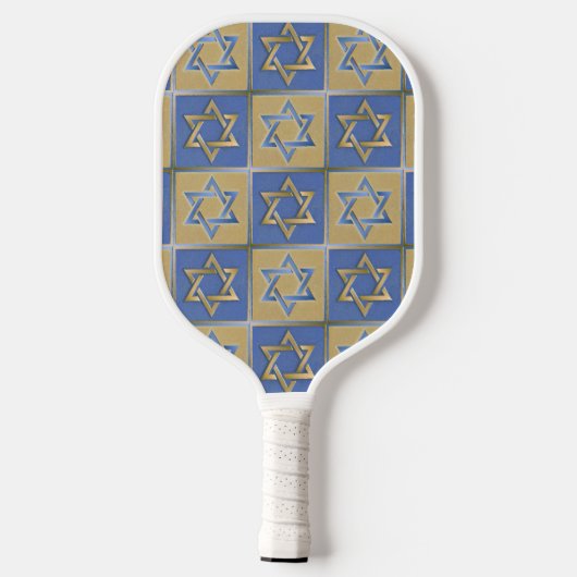 Gold Blue Star van David Art Panels Pickleball Paddle (Achterkant)