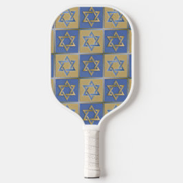 Gold Blue Star van David Art Panels Pickleball Paddle