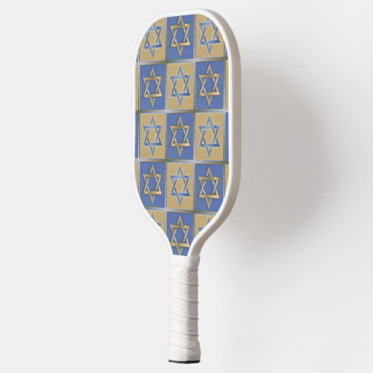 Gold Blue Star van David Art Panels Pickleball Paddle (Links)