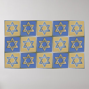 Gold Blue Star van David Art Panels Poster