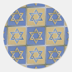 Gold Blue Star van David Art Panels Ronde Sticker