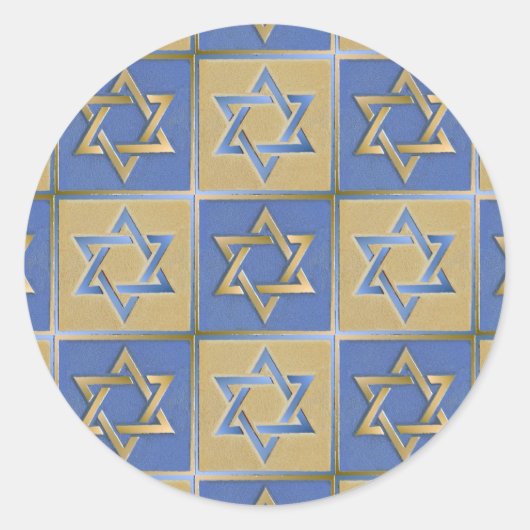 Gold Blue Star van David Art Panels Ronde Sticker (Voorkant)