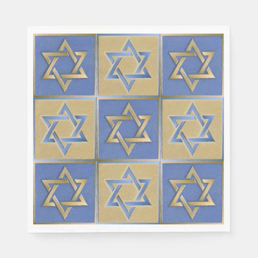 Gold Blue Star van David Art Panels Servetten (Voorkant)