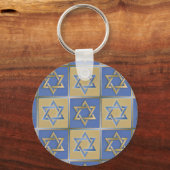 Gold Blue Star van David Art Panels Sleutelhanger (Voorkant)