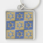 Gold Blue Star van David Art Panels Sleutelhanger (Voorkant)