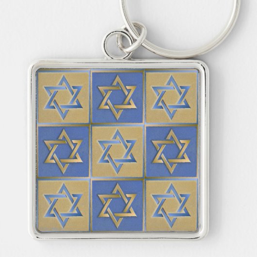 Gold Blue Star van David Art Panels Sleutelhanger (Voorkant)
