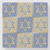 Gold Blue Star van David Art Panels Stenen Onderzetter (Voorkant)