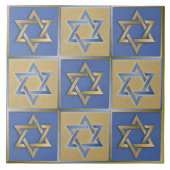 Gold Blue Star van David Art Panels Tegeltje (Voorkant)