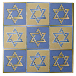 Gold Blue Star van David Art Panels Tegeltje