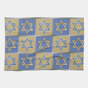 Gold Blue Star van David Art Panels Theedoek