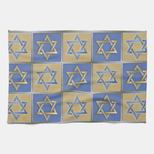 Gold Blue Star van David Art Panels Theedoek (Horizontaal)