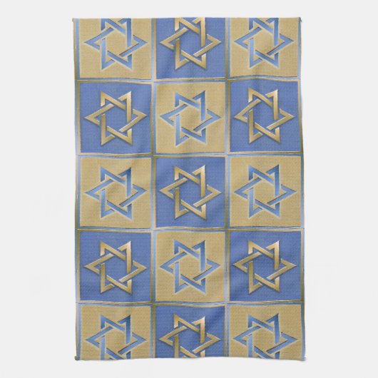 Gold Blue Star van David Art Panels Theedoek (Verticaal)