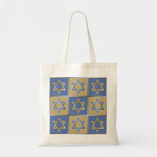 Gold Blue Star van David Art Panels Tote Bag (Voorkant)