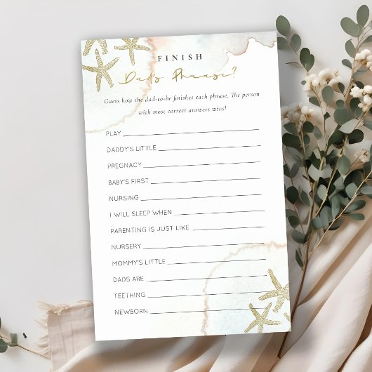 Gold Blue Starfish Finish Dad's Phrase Baby shower