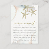 Gold Blue Starfish Recept Request Vrijgezellenfees Informatiekaartje (Voorkant)