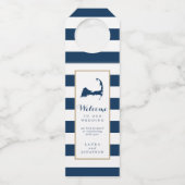 Gold Blue Stripes Cape Cod Wedding Favoriet Hanger (Voorkant)