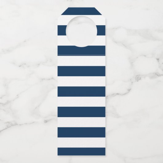 Gold Blue Stripes Cape Cod Wedding Favoriet Hanger (Achterkant)