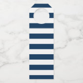 Gold Blue Stripes Marthas Vineyard Wedding Favorie Flessenhanger (Achterkant)
