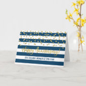 Gold Blue Stripes Medewerker Jubileum Kaart (Gele Bloem)