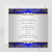 Gold Blue Swirl 50th Wedding Jubileum Invite Kaart (Achterkant)