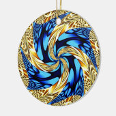 Gold Blue Swirl-kerstversiering Keramisch Ornament (Links)