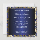 Gold & Blue Swirl Pattern Party Sjabloon Kaart (Achterkant)