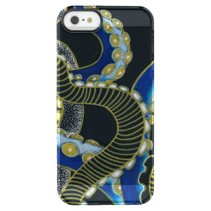 Gold Blue Tentacles Octopus Grey Black Art Doorzichtig iPhone SE/5/5s Hoesje