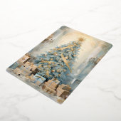 Gold Blue Vintage Kerstboom Vakantie Kaart (Gedraaid)