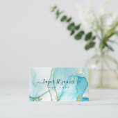 Gold Blue Waterverf Calligraphy Painter Visitekaartje (Staand voorkant)