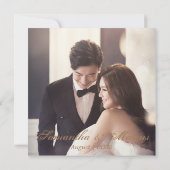 Gold Blue Waterverf Floral Rozen Wreatding Wedding Bedankkaart (Achterkant)