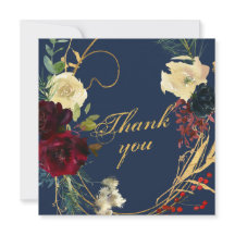 Gold Blue Waterverf Floral Rozen Wreatding Wedding