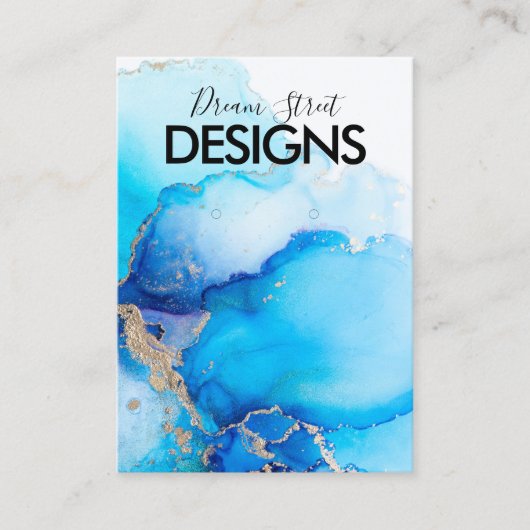 Gold Blue-Waterverf-Kaart Visitekaartje (Voorkant)