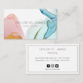 Gold Blue-Waterverf schilderend Splatter Business  Visitekaartje (Voorkant / Achterkant)