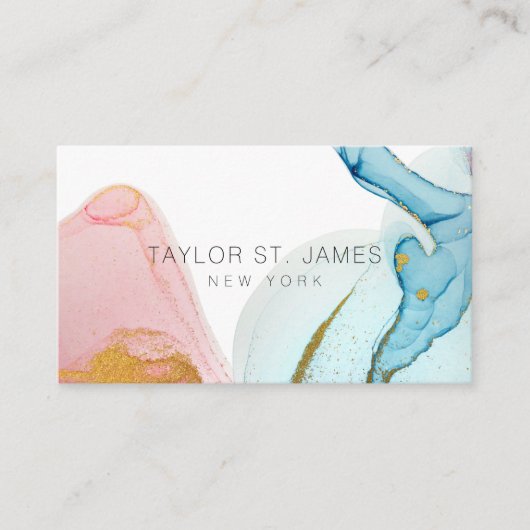 Gold Blue-Waterverf schilderend Splatter Business  Visitekaartje (Voorkant)