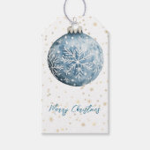 Gold Blue White Christmas Snowflakes Ornament Cadeaulabel (Voorkant)