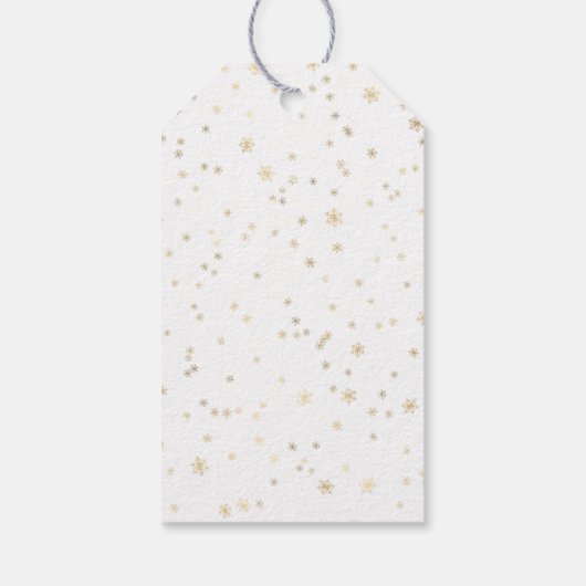 Gold Blue White Christmas Snowflakes Ornament Cadeaulabel (Achterkant)