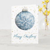 Gold Blue White Christmas Snowflakes Ornament Kaart (Gele Bloem)