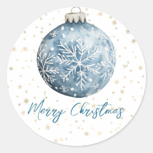 Gold Blue White Christmas Snowflakes Ornament Ronde Sticker