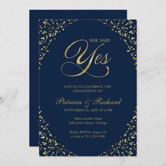 Gold Blue zei dat ze een uitnodiging van de Engage (Voorkant / Achterkant)