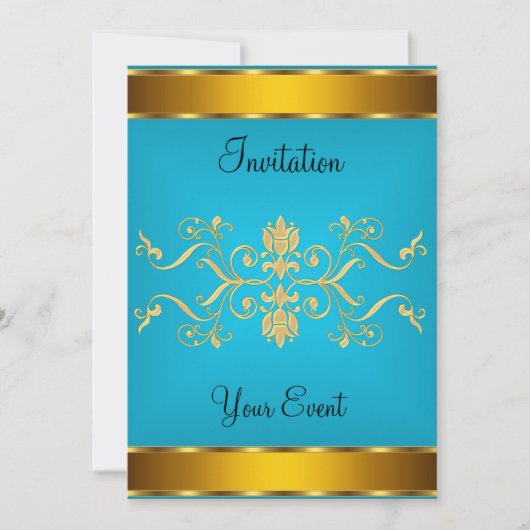 Gold Blueish Color Party Invitation Kaart (Voorkant)