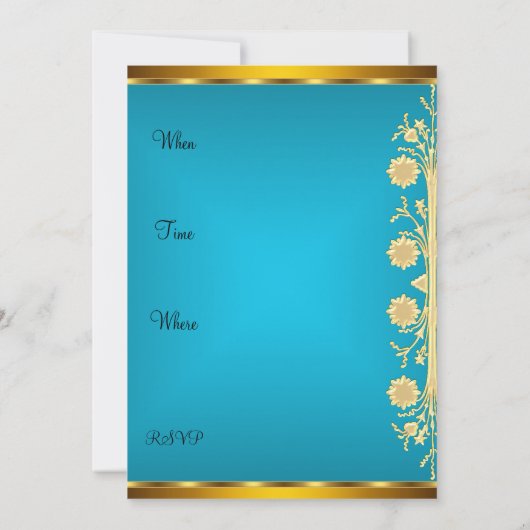 Gold Blueish Color Party Invitation Kaart (Achterkant)