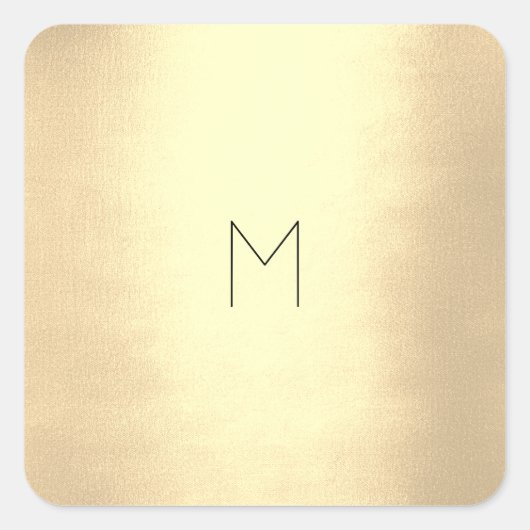 Gold Blush Champaigne Minimale monogram Vierkante Sticker (Voorkant)