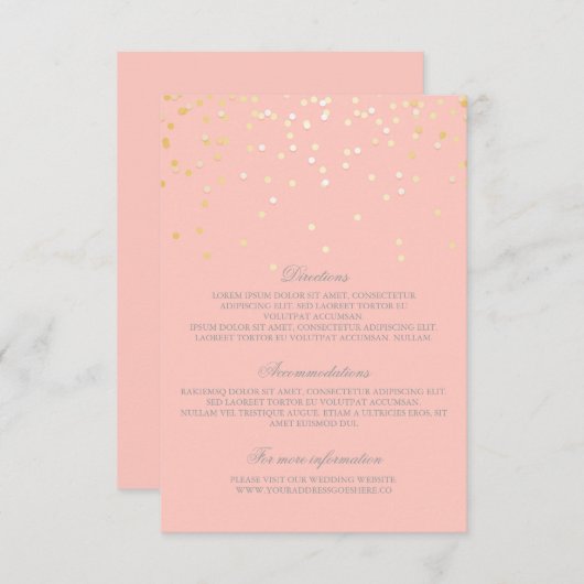 Gold Blush Confetti Wedding Details - Informatie Informatiekaartje (Voorkant / Achterkant)