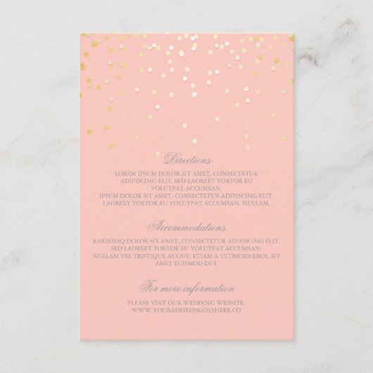 Gold Blush Confetti Wedding Details - Informatie Informatiekaartje (Voorkant)
